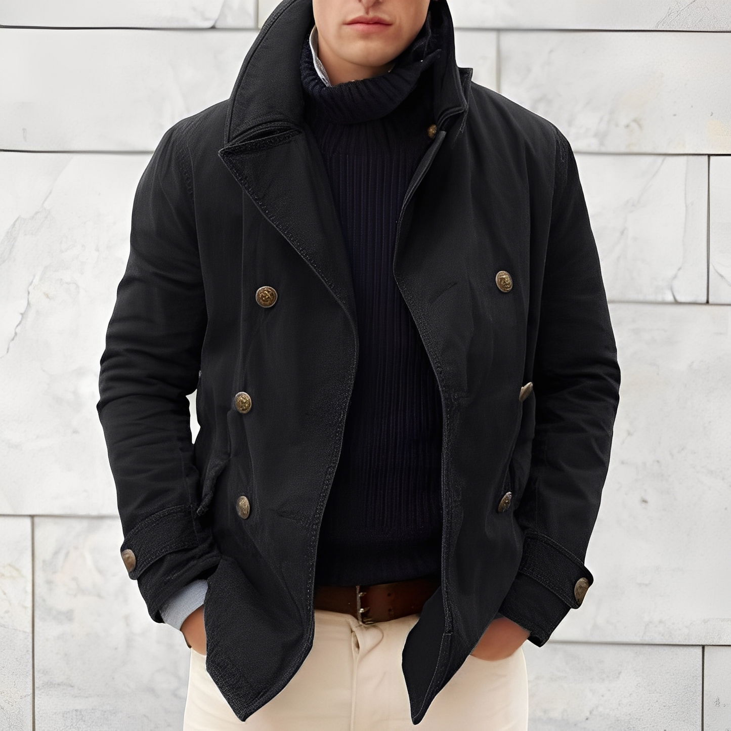 James – Double-Breasted Winter Peacoat