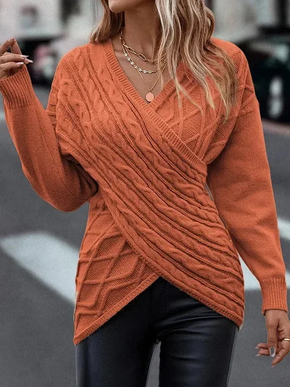 Morgana – Sweter kopertowy z grubym splotem