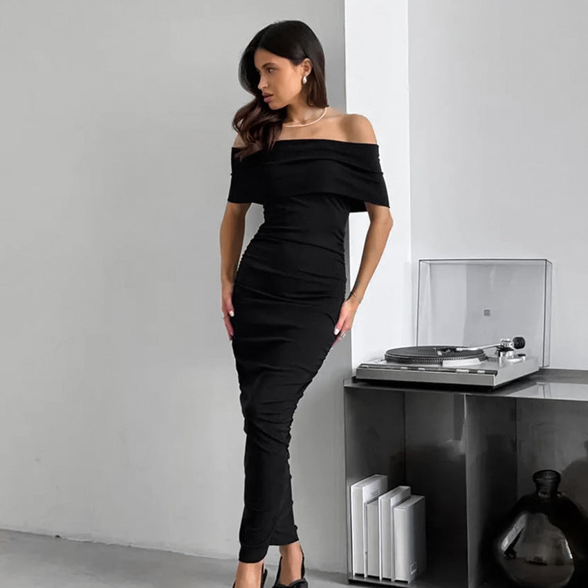 Selena - Dopasowana sukienka maxi z odkrytymi ramionami