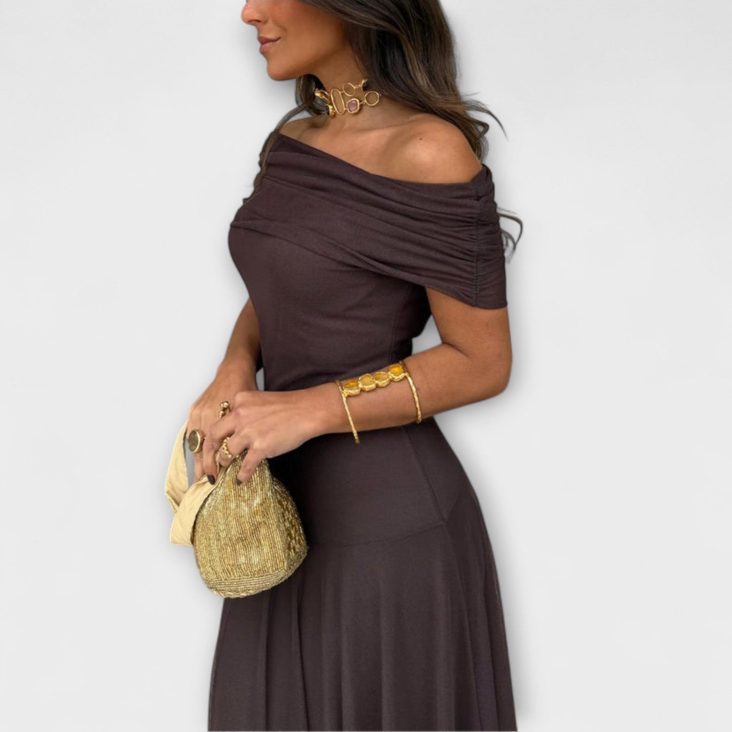 Aurelia – Off-Shoulder Flowing Maxi Dress for Women