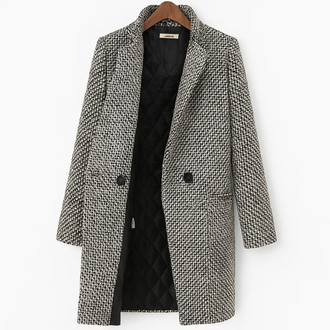 Isla – Textured Quilted-Lined Long Coat for Women