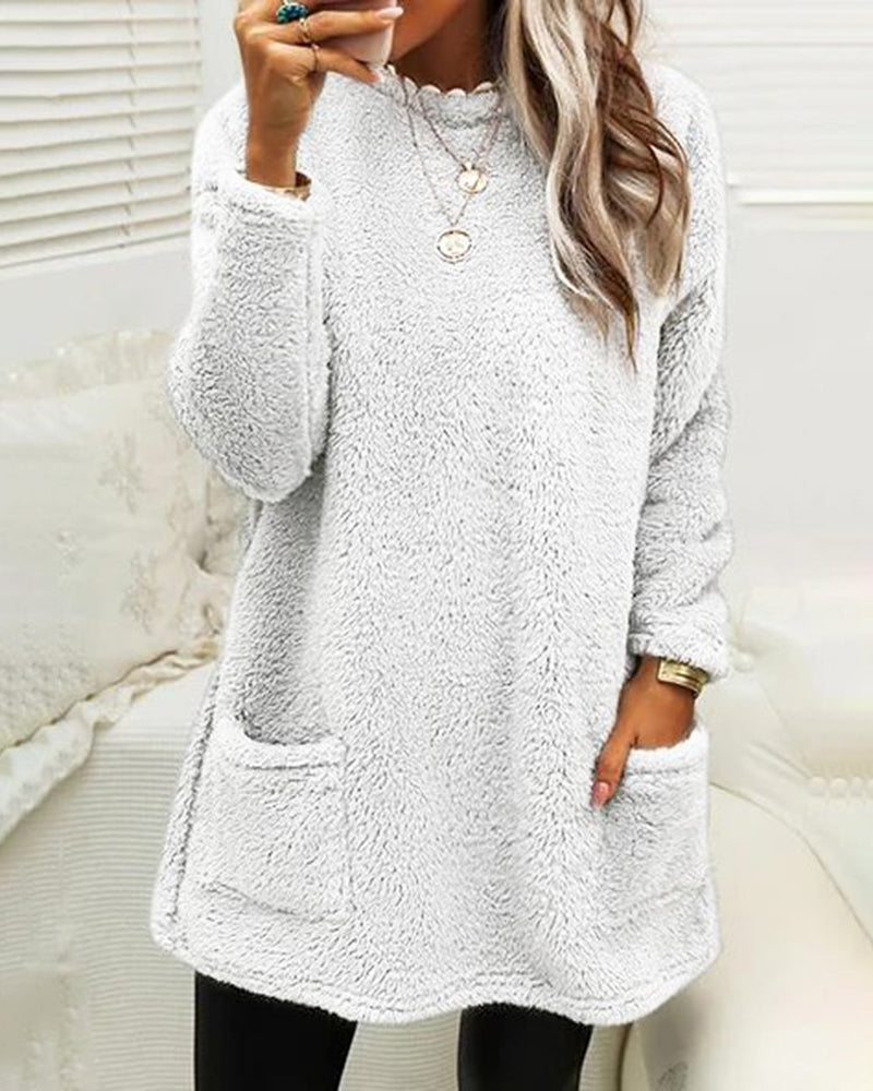 Zofia – Bluza Długa z Miękkiego Futrzaka