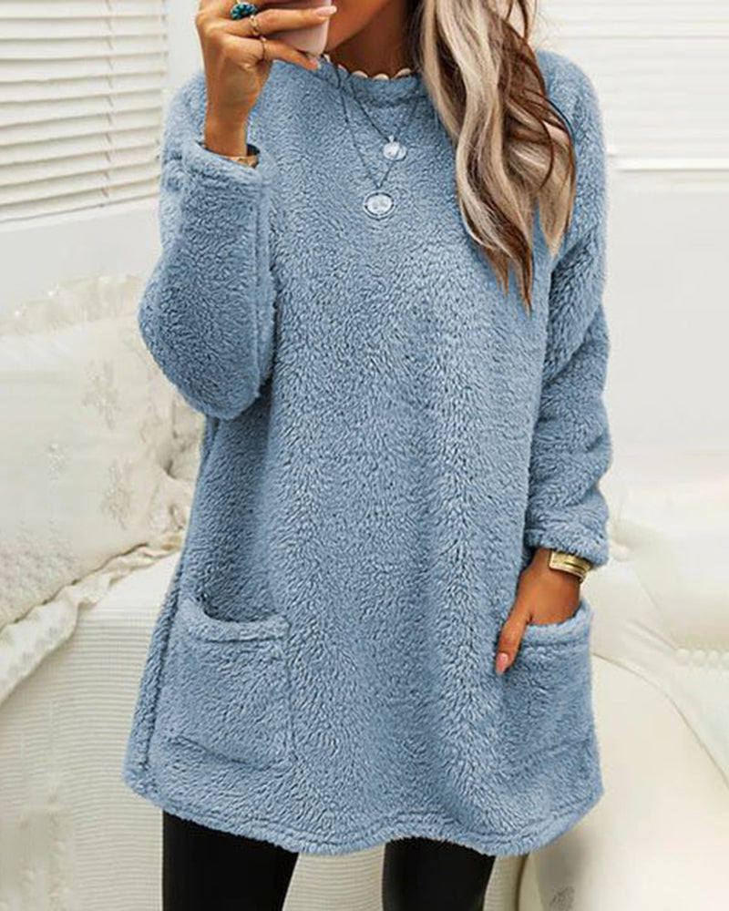 Zofia – Bluza Długa z Miękkiego Futrzaka