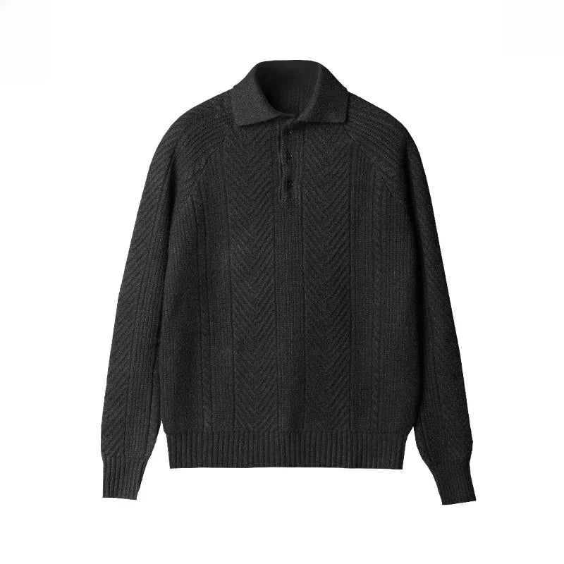 Javier – Knit-Look Textured Zip-Collar Jumper for Men