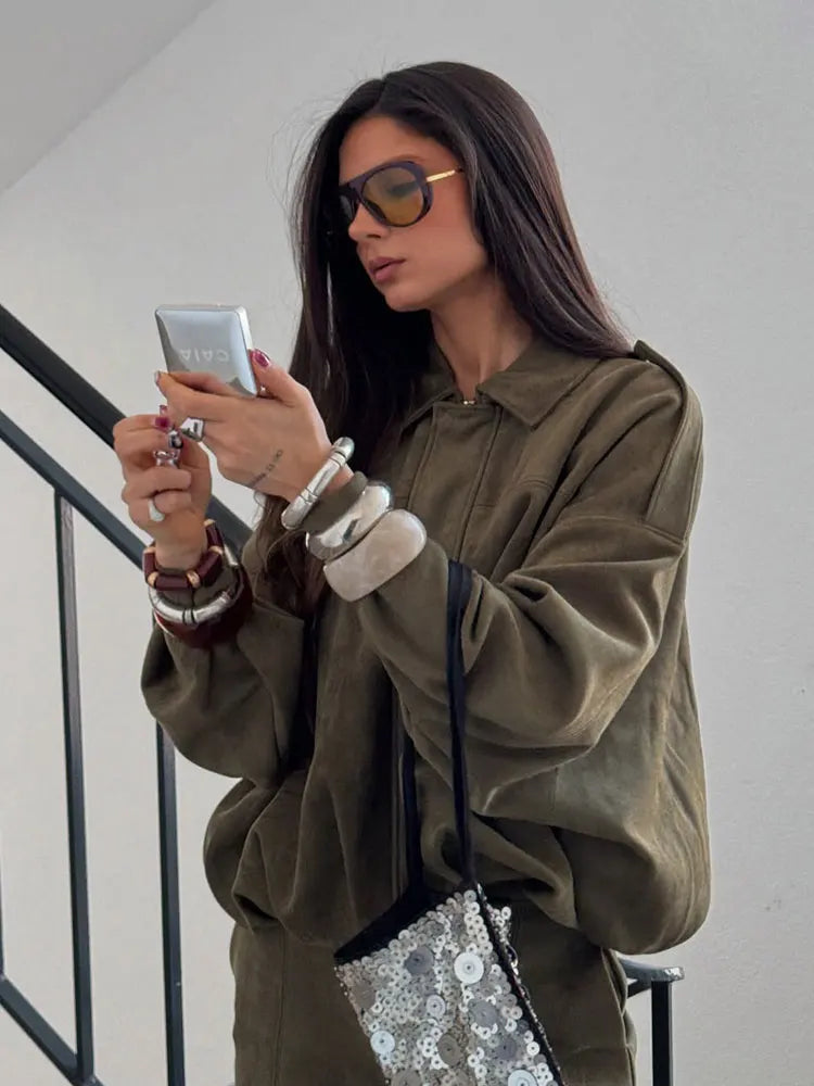 Milena - Kurtka damska z imitacji zamszu elegancka i wygodna