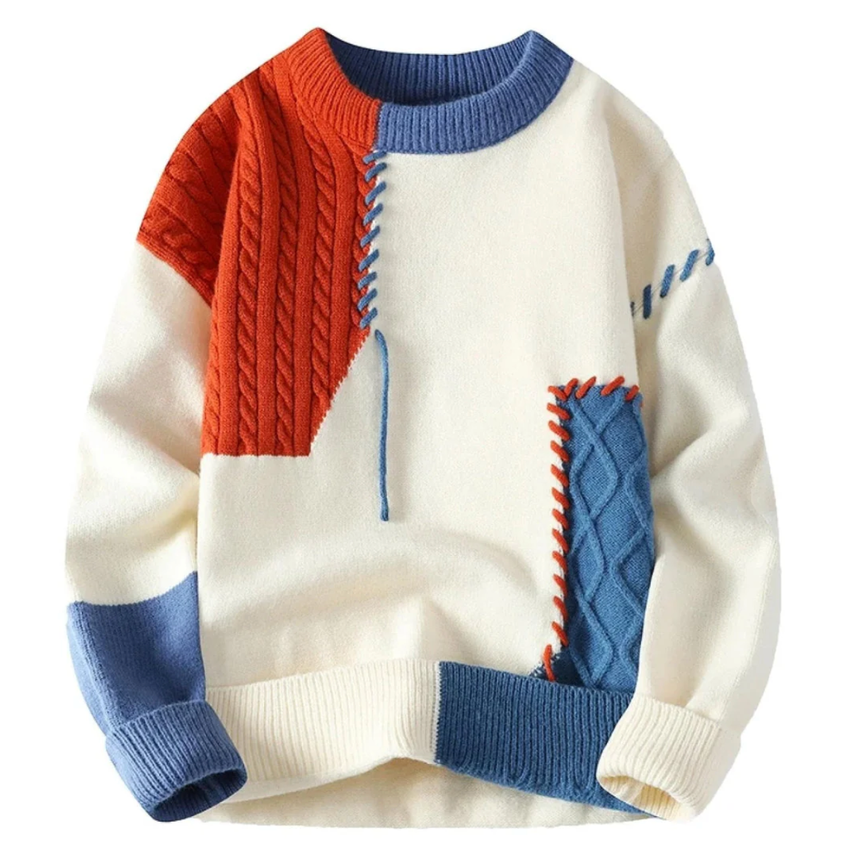 Maja – Patchworkowy sweter unisex z dzianiny premium