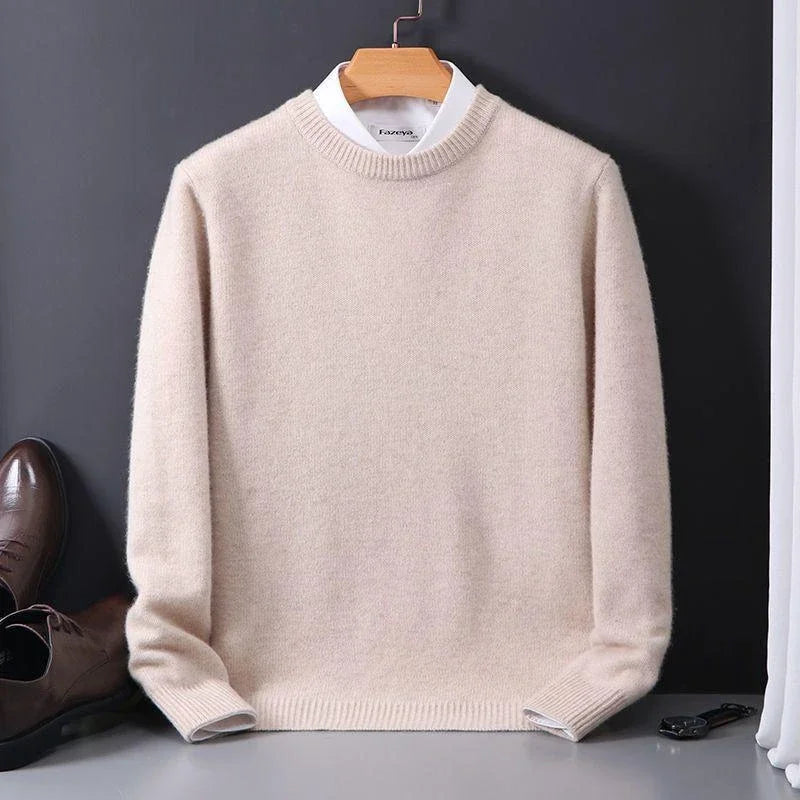 Ethan – Męski sweter beżowy z okrągłym dekoltem