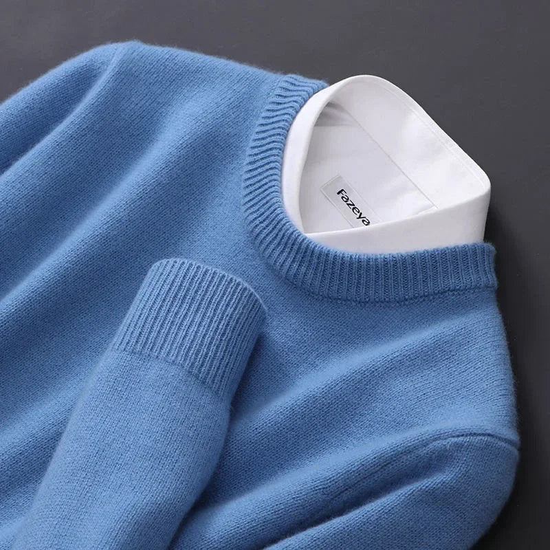 Ethan – Męski sweter beżowy z okrągłym dekoltem