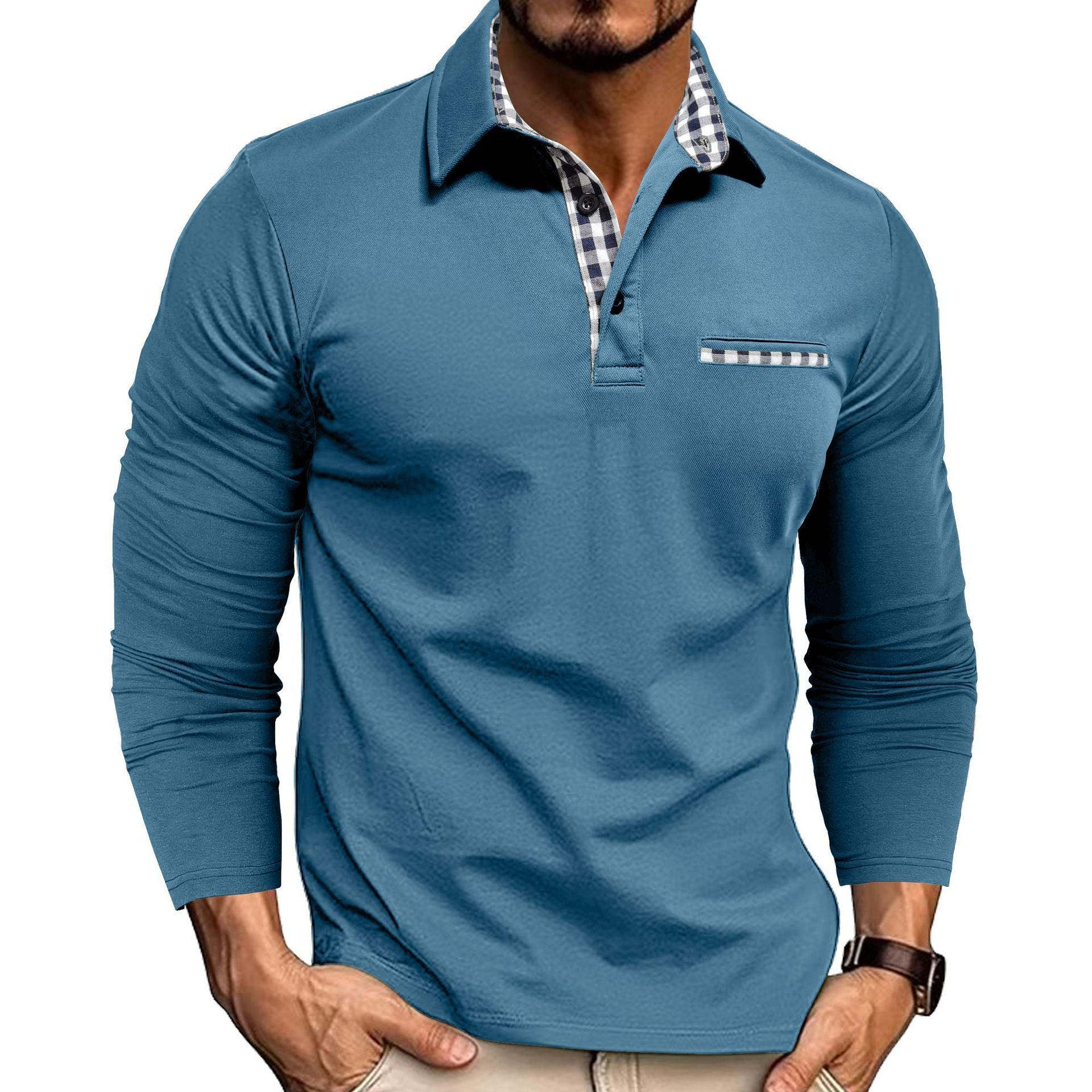 Liam – Longsleeve polo z kontrastowym kołnierzykiem