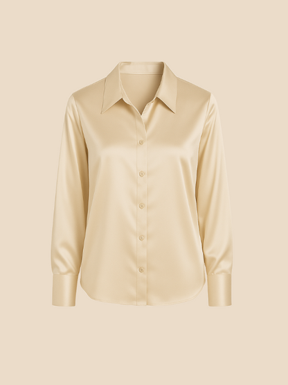 Adriana – Elegant Satin Button-Up Blouse for Women