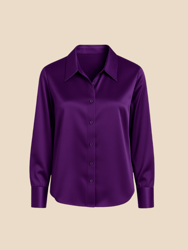 Adriana – Elegant Satin Button-Up Blouse for Women