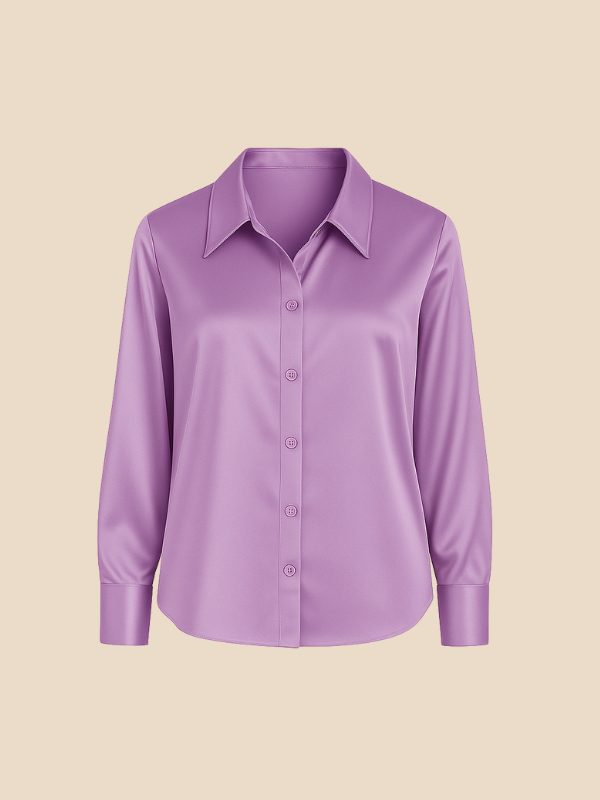 Adriana – Elegant Satin Button-Up Blouse for Women