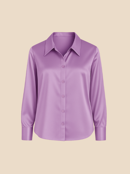 Adriana – Elegant Satin Button-Up Blouse for Women