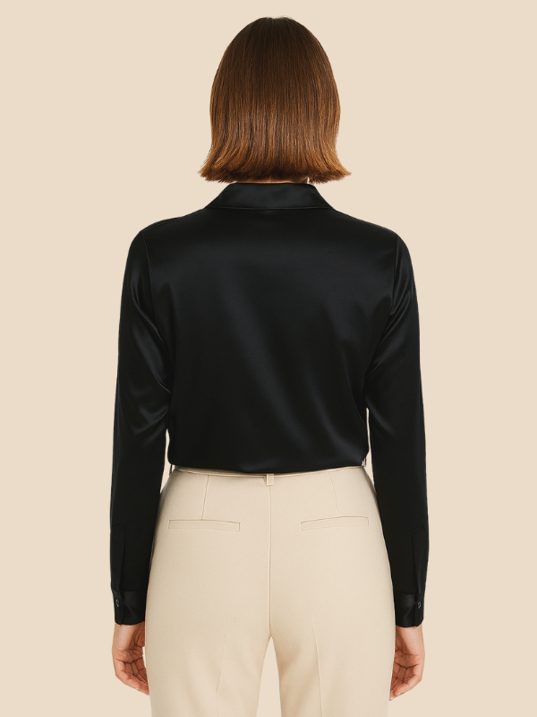 Adriana – Elegant Satin Button-Up Blouse for Women