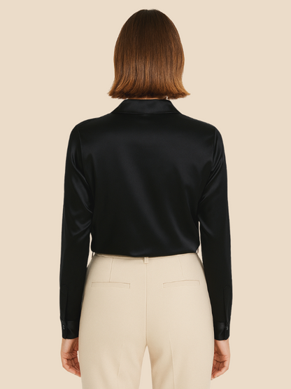 Adriana – Elegant Satin Button-Up Blouse for Women