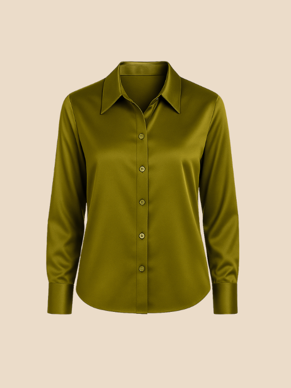 Adriana – Elegant Satin Button-Up Blouse for Women