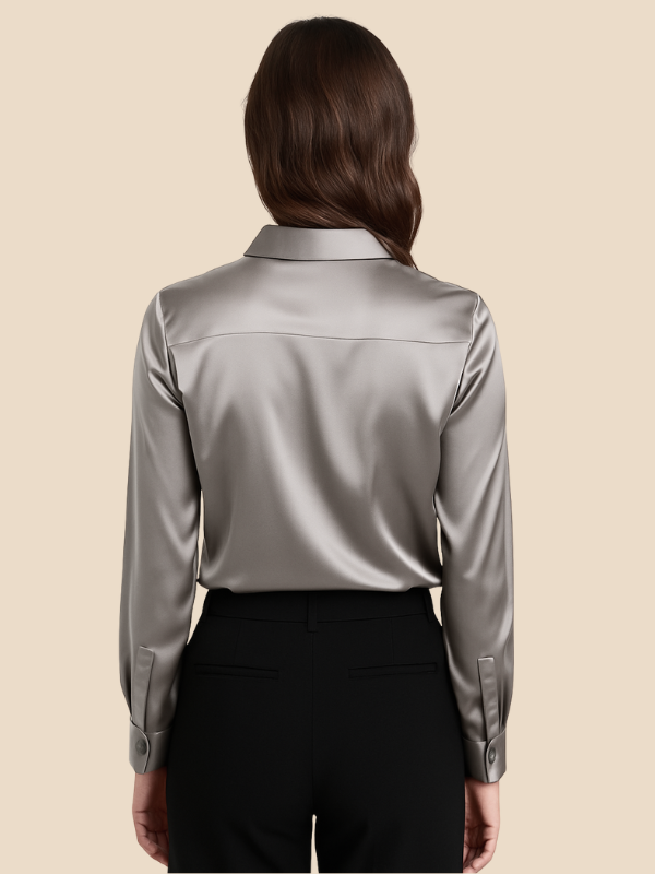 Adriana – Elegant Satin Button-Up Blouse for Women