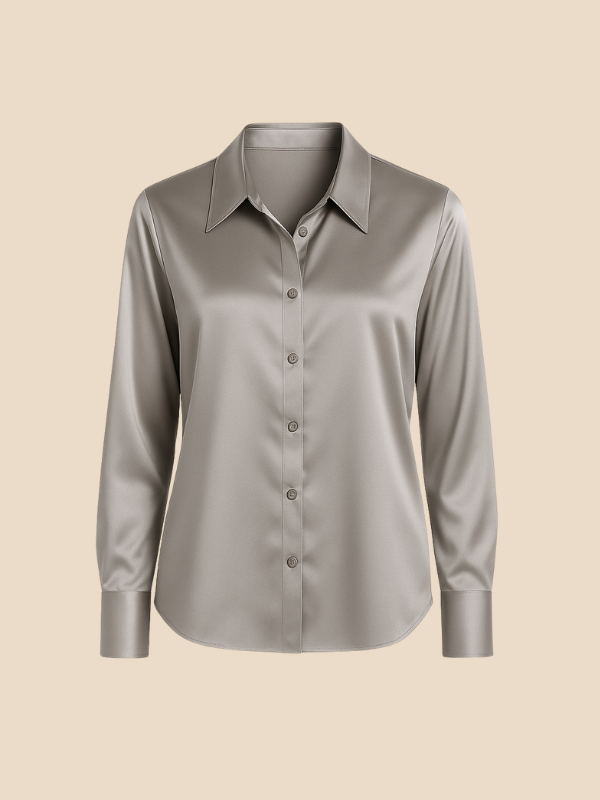 Adriana – Elegant Satin Button-Up Blouse for Women