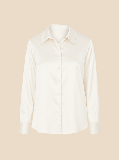 Adriana – Elegant Satin Button-Up Blouse for Women