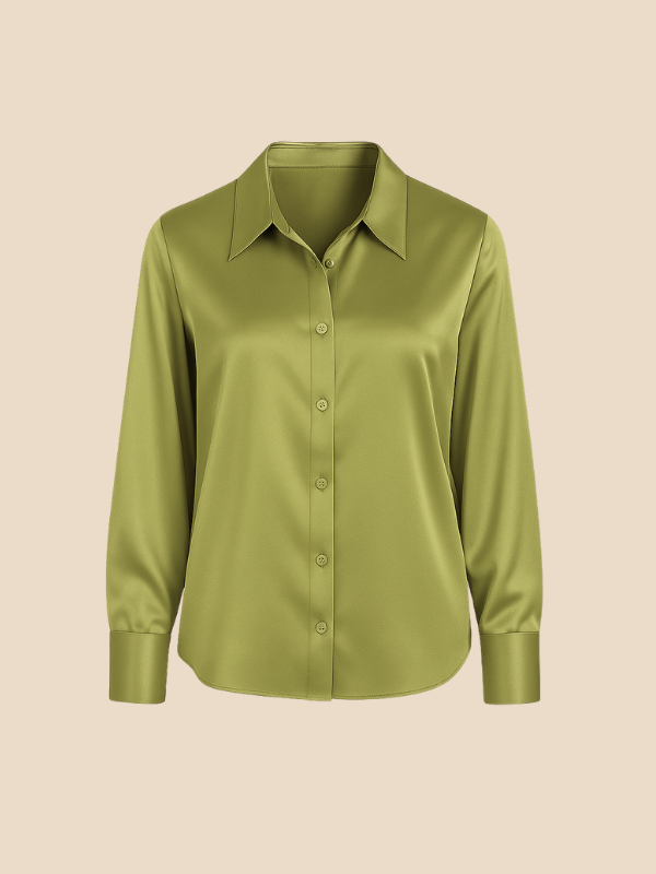 Adriana – Elegant Satin Button-Up Blouse for Women