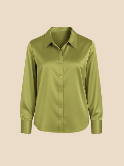 Adriana – Elegant Satin Button-Up Blouse for Women