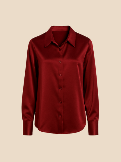 Adriana – Elegant Satin Button-Up Blouse for Women