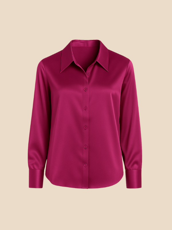 Adriana – Elegant Satin Button-Up Blouse for Women