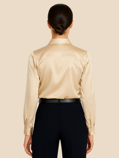 Adriana – Elegant Satin Button-Up Blouse for Women