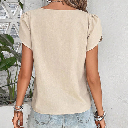 Mira – Bluzka z kołnierzem w serek i guzikami w stylu vintage