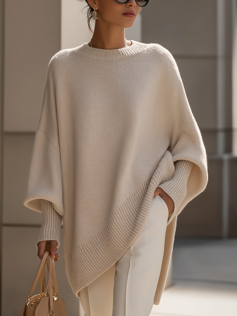 Isabella – Relaxed Knit Poncho Sweater Women