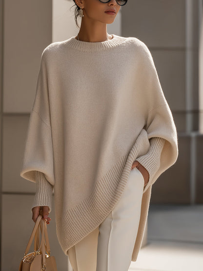 Isabella – Relaxed Knit Poncho Sweater Women