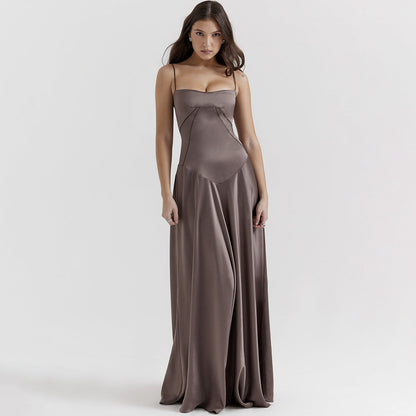 Lucia – Sculpted Satin Maxi Dress for Women