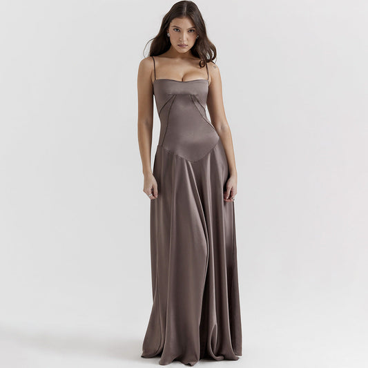 Lucia – Sculpted Satin Maxi Dress for Women