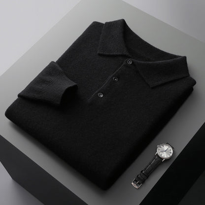 Julian - Kaszmirowy sweter polo z guzikami