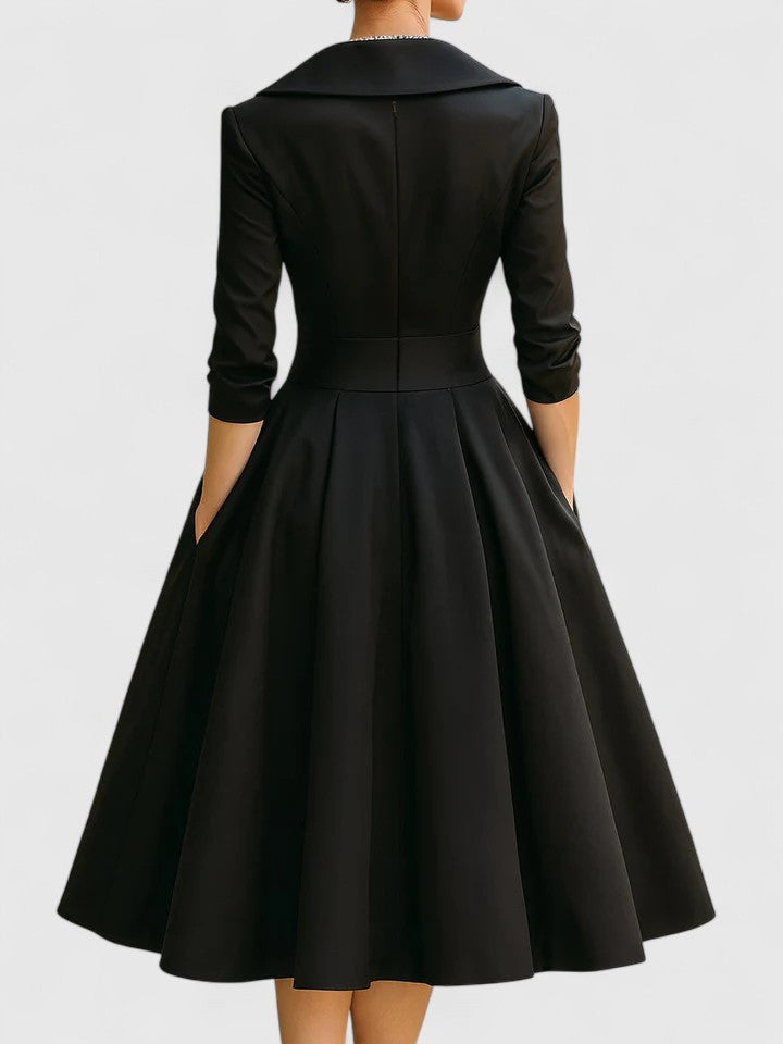 Ewelina – Structured Wrap-Collar Midi Dress Women