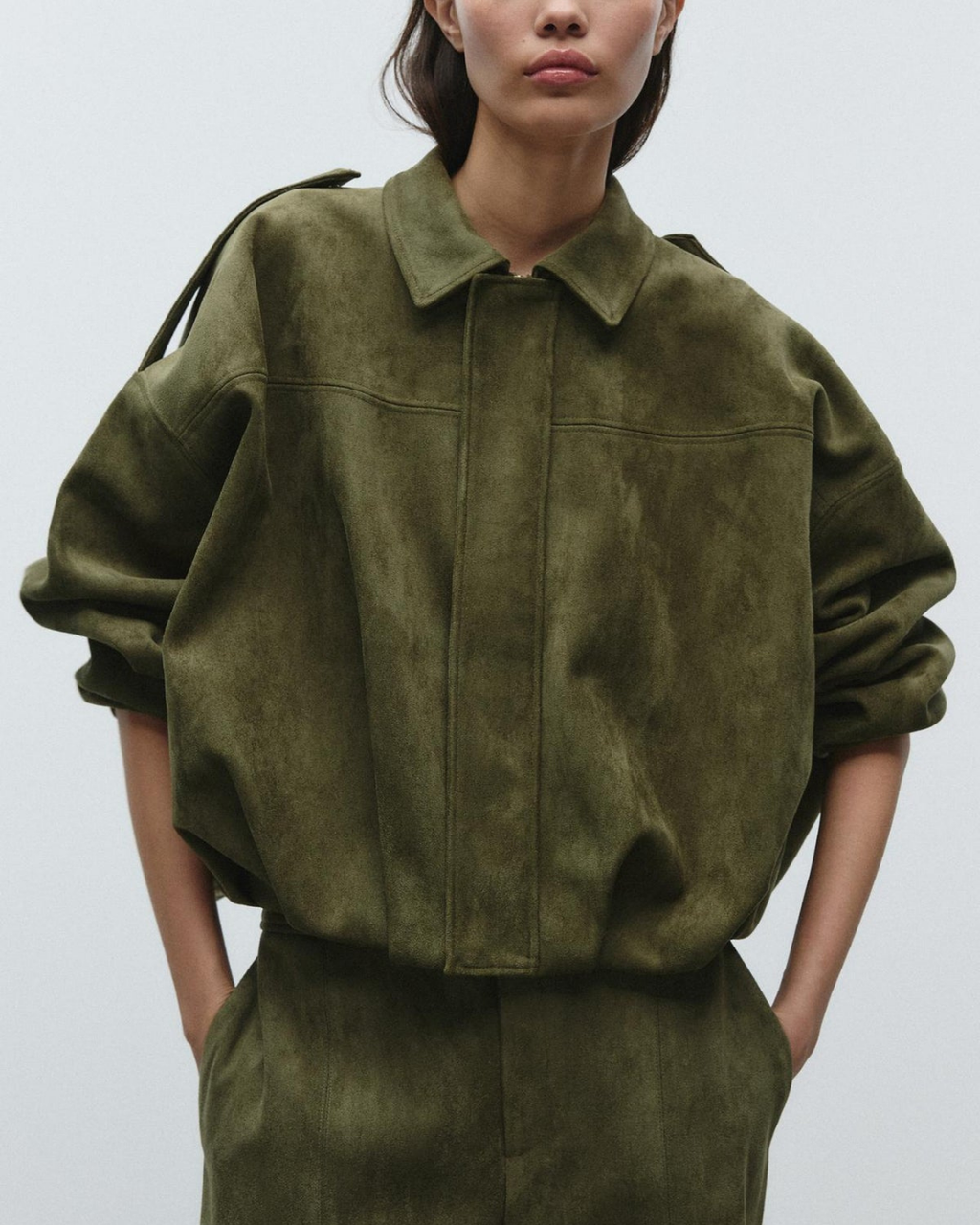 Olga – Oversize Kurtka Damska z Imitacji Zamszu