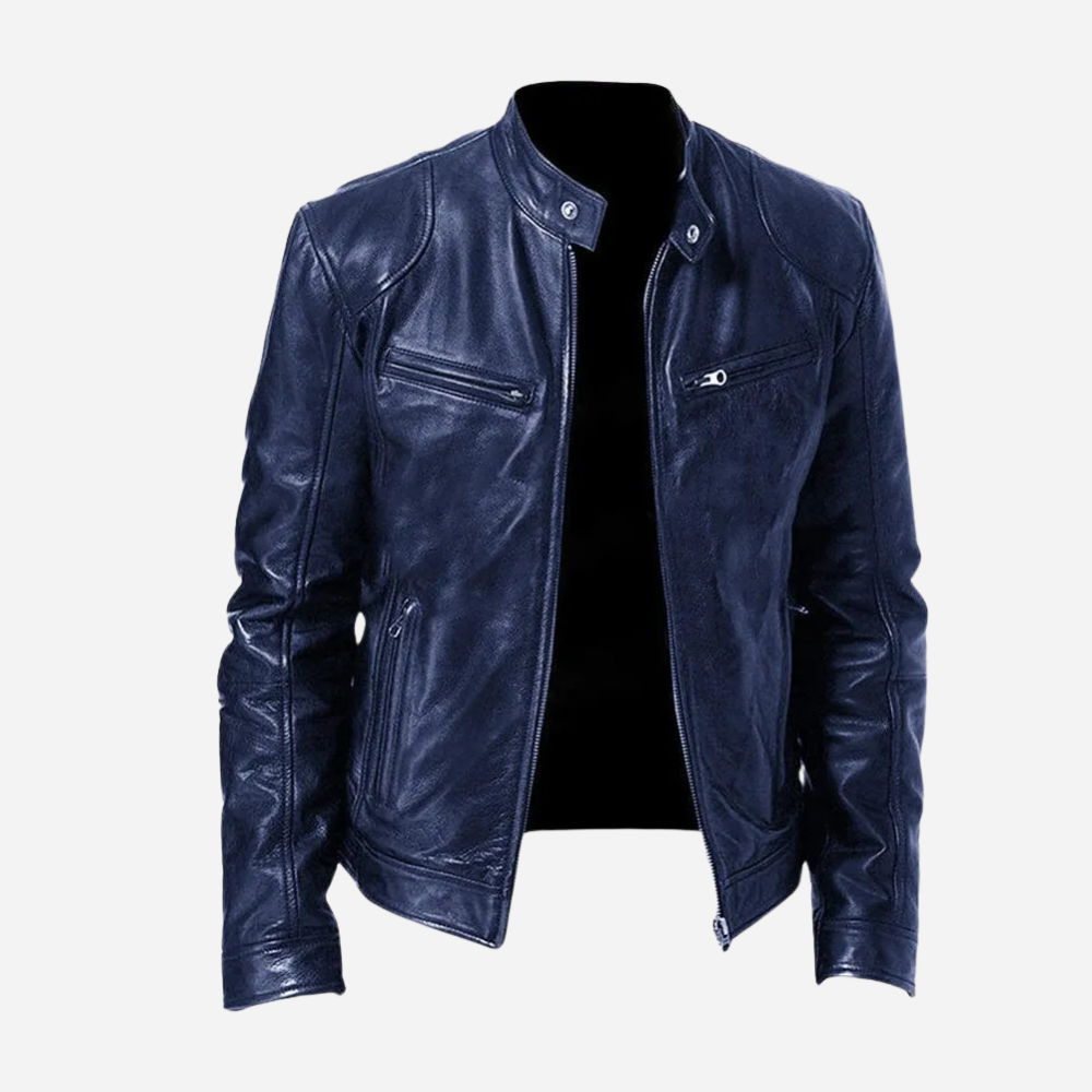 Adrian – Męska kurtka skórzana bordowa slim fit