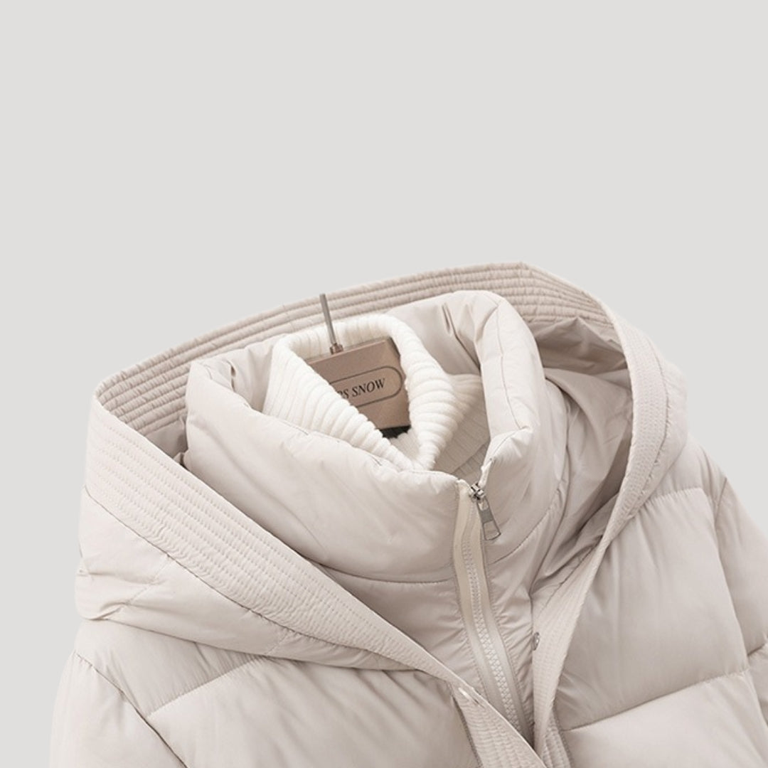 Amara – Belted Hooded Puffer Jacket for Women