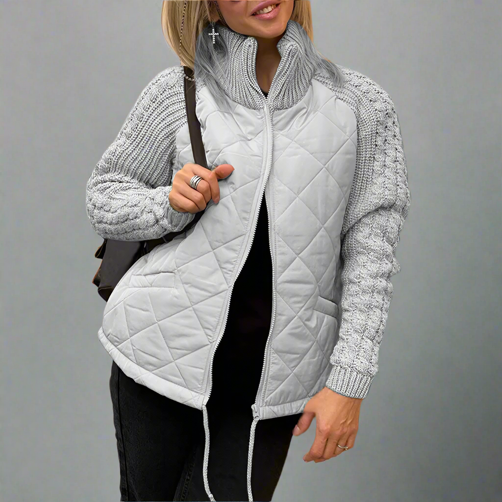 Senna – Pikowana kurtka z dzianinowymi rękawami