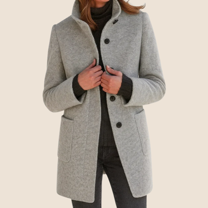 Lana – Tailored Wool-Blend Button-Up Coat for Women