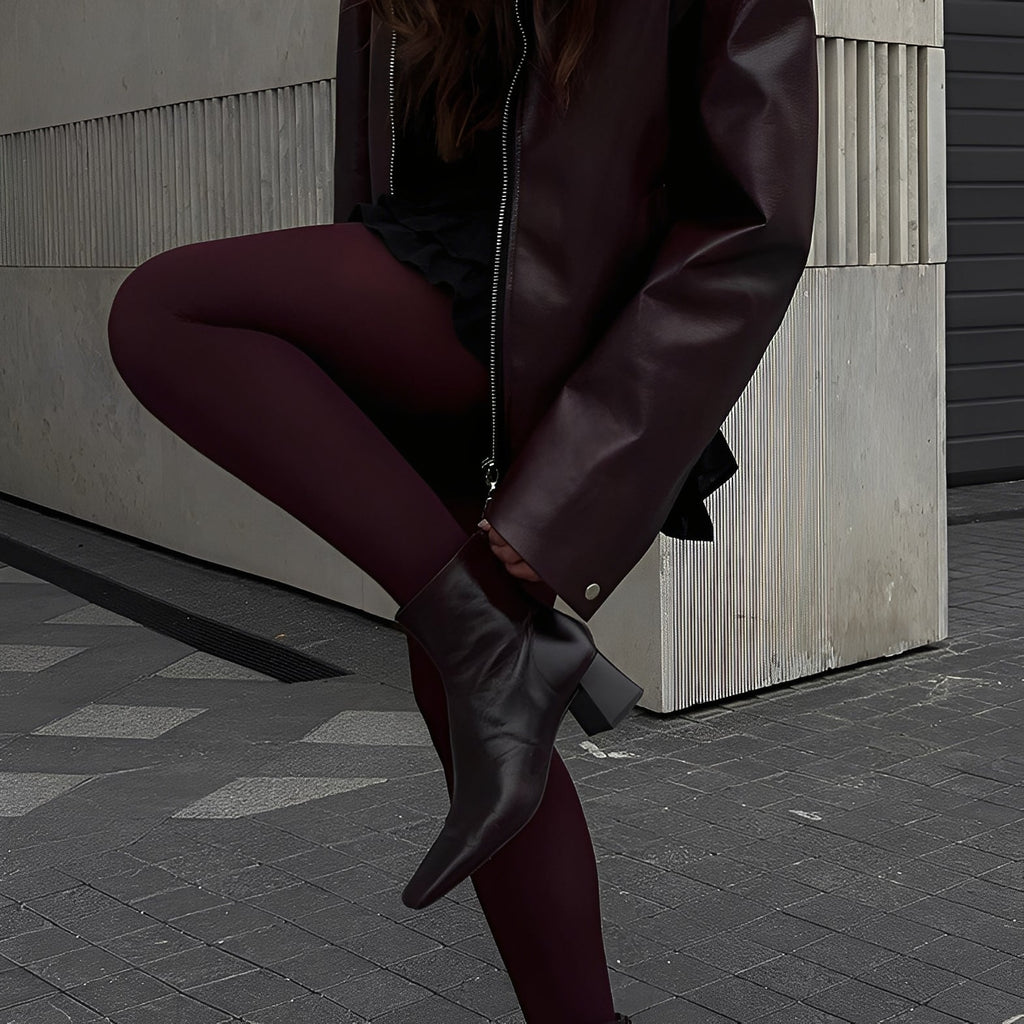 Olga – Skórzana kurtka z zamkiem