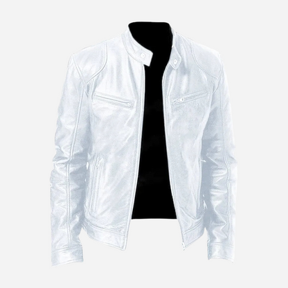 Adrian – Męska kurtka skórzana bordowa slim fit