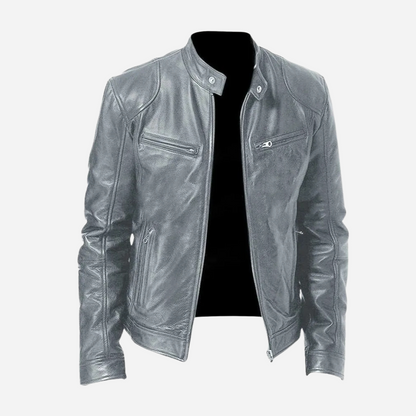Adrian – Męska kurtka skórzana bordowa slim fit