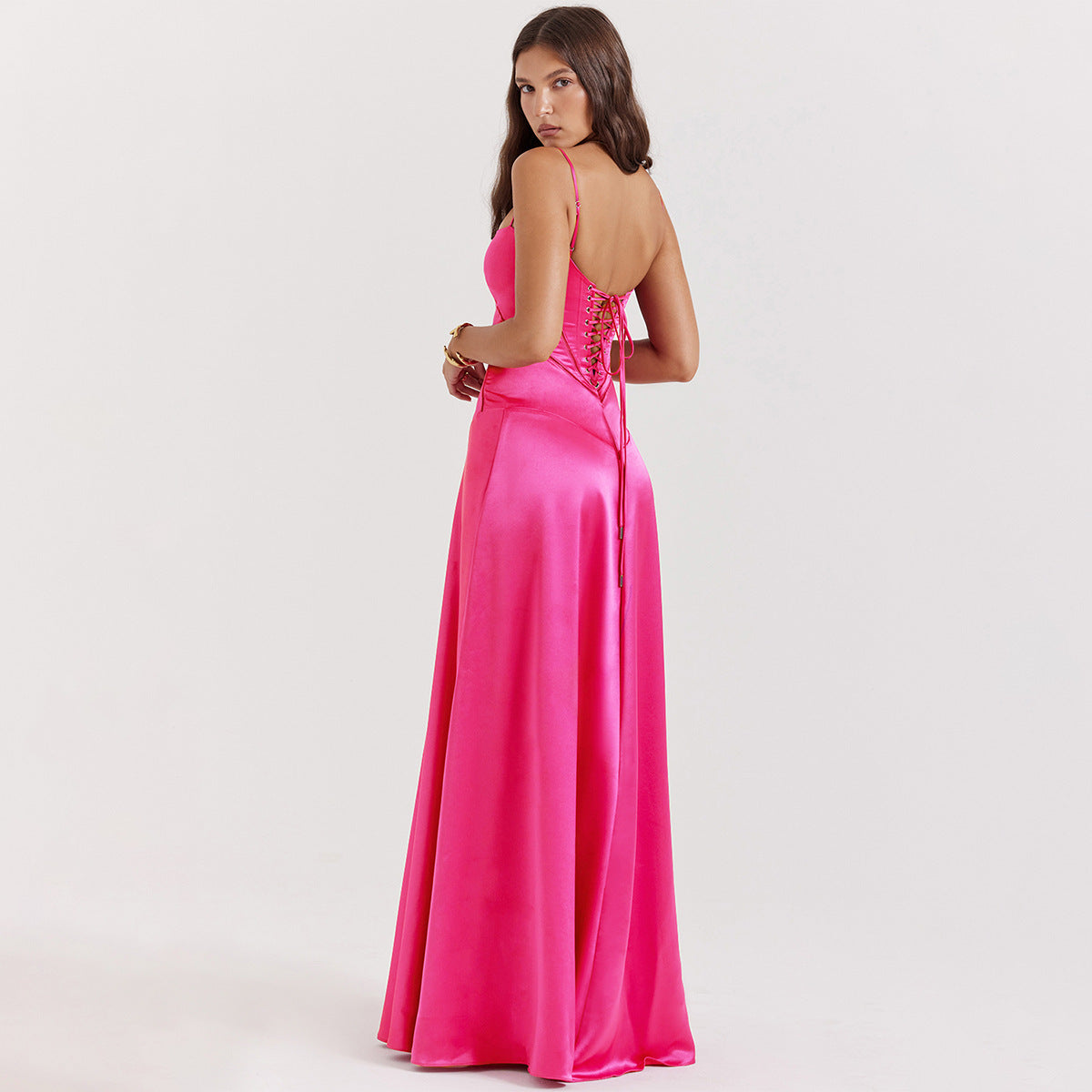 Selena - Elegancka satynowa sukienka maxi