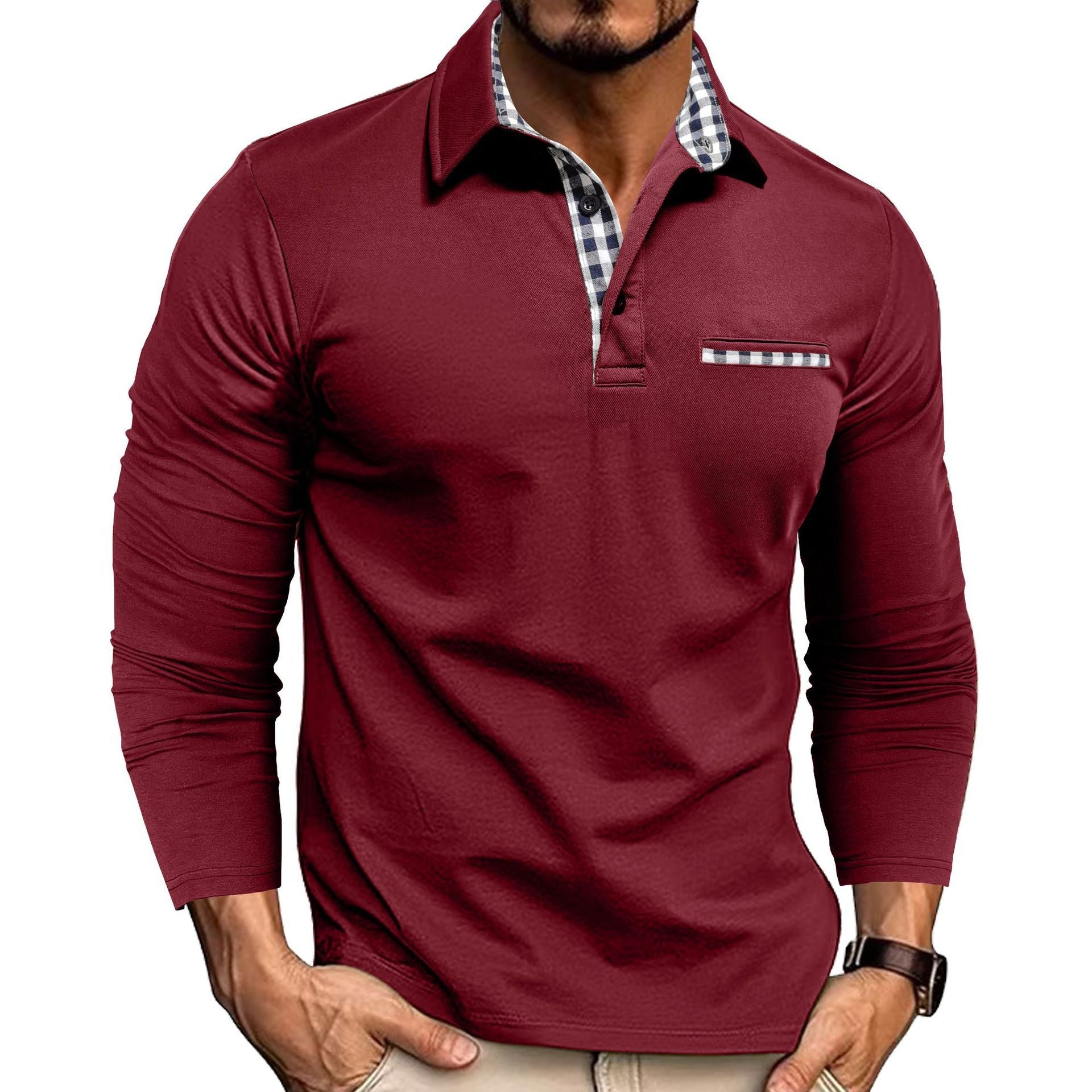 Liam – Longsleeve polo z kontrastowym kołnierzykiem