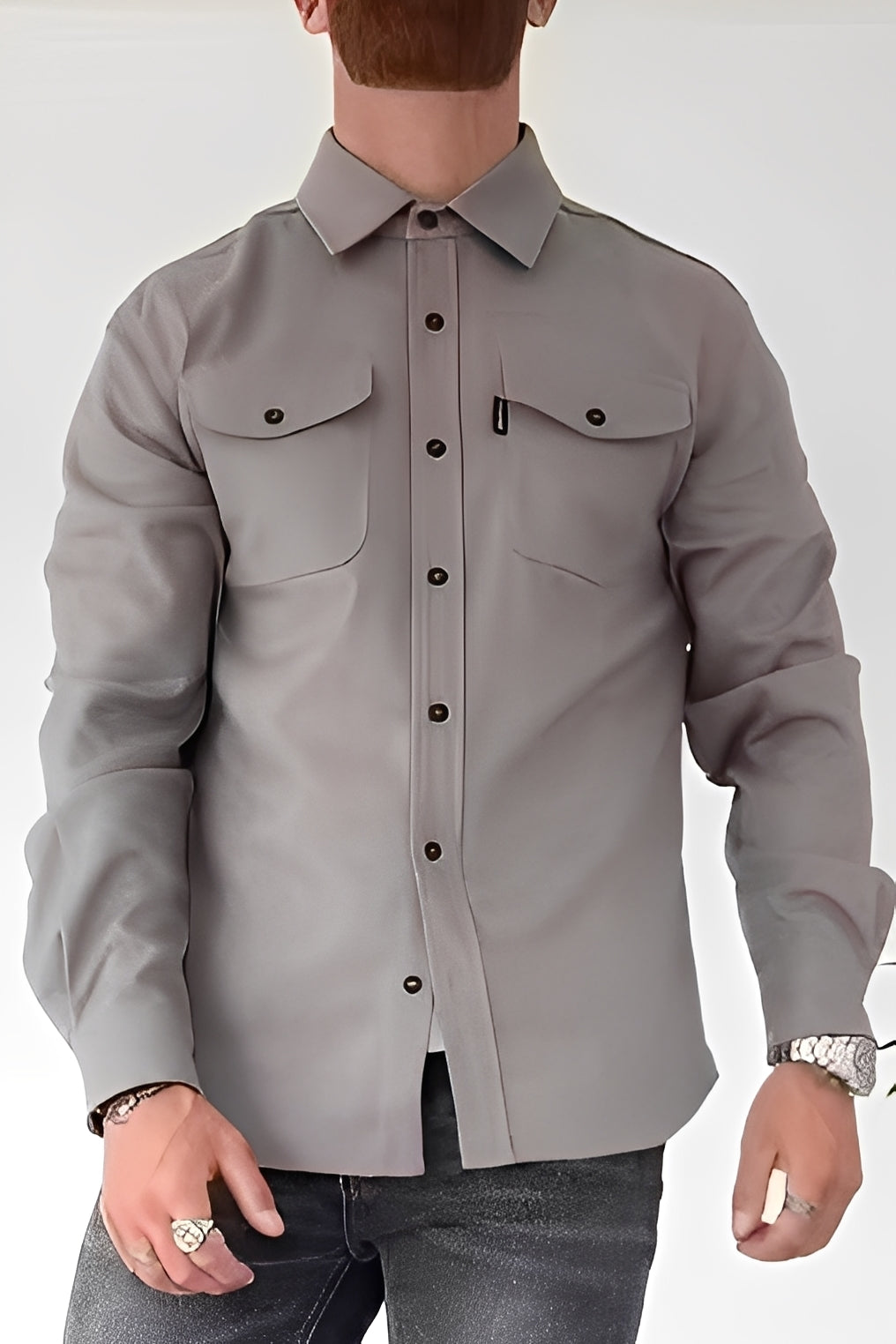 Finn – Klasyczna Koszula Męska z Kieszeniami na Guziki