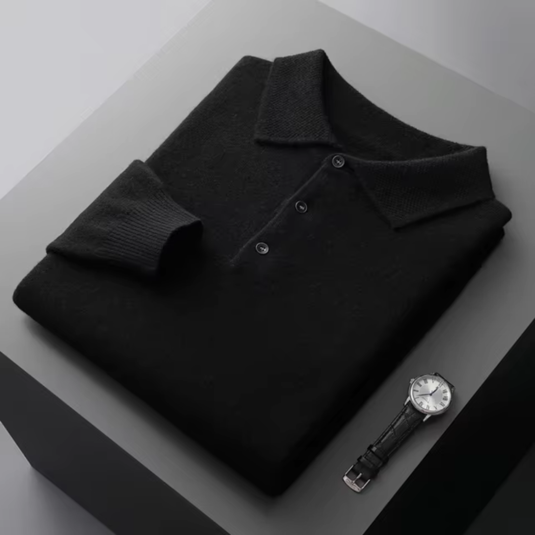 Felix – Męski sweter polo ecru z guzikami