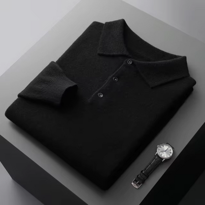 Felix – Męski sweter polo ecru z guzikami
