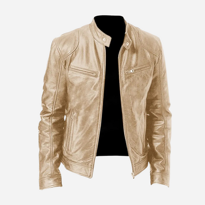 Adrian – Męska kurtka skórzana bordowa slim fit