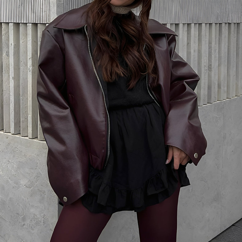 Olga – Skórzana kurtka z zamkiem